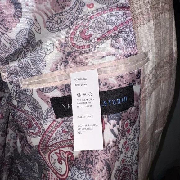 *NWT* Van Heusen Men's Checkered Blazer in Brown and Cream - sz48L (P23)